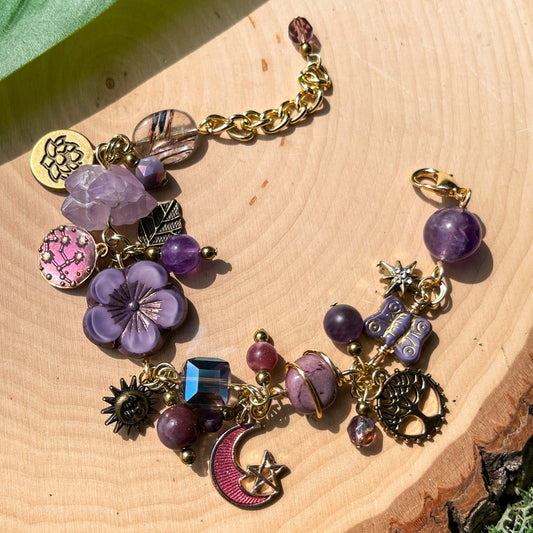 Cosmic Mauve Amethyst Charm Bracelet