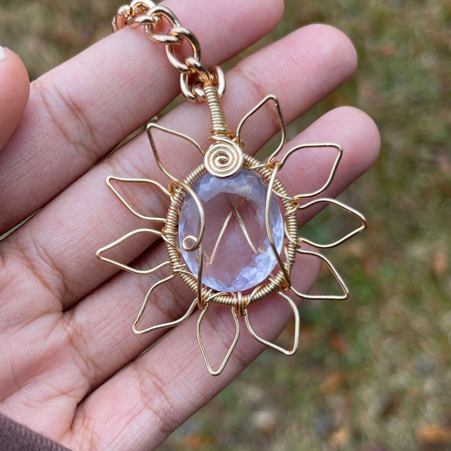 AA Faceted Lilac Amethyst “Golden Bloom” Necklace