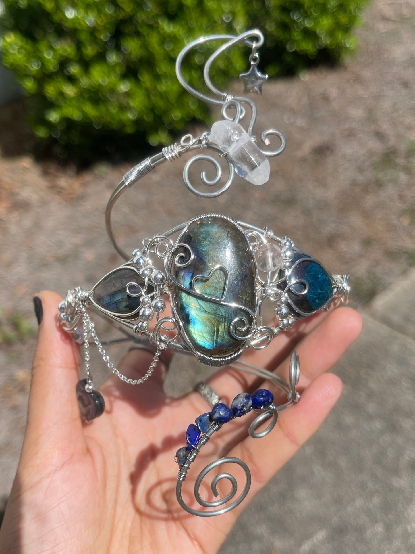 Labradorite, Azurite, Sodalite + Quartz Arm Cuff