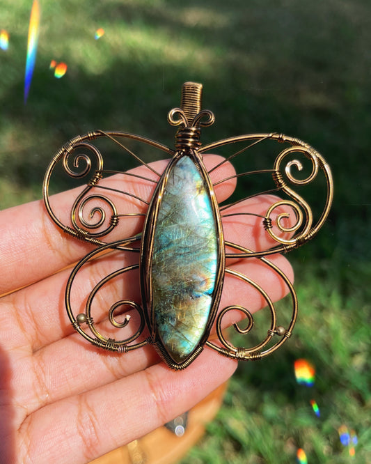 Large Labradorite Butterfly Pendant