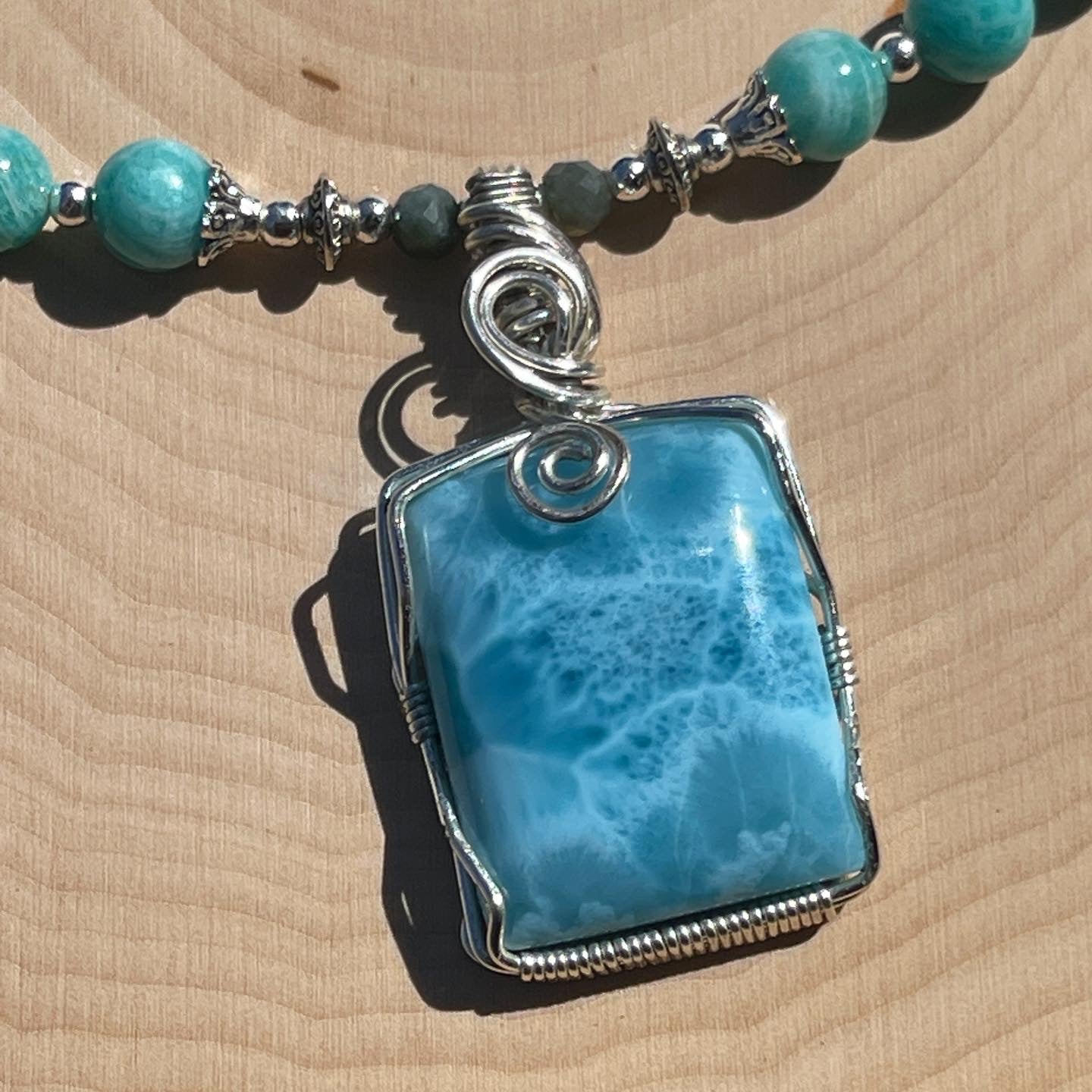 Lauren • AAA Larimar, Russian Amazonite, Aquamarine + Celestite Necklace