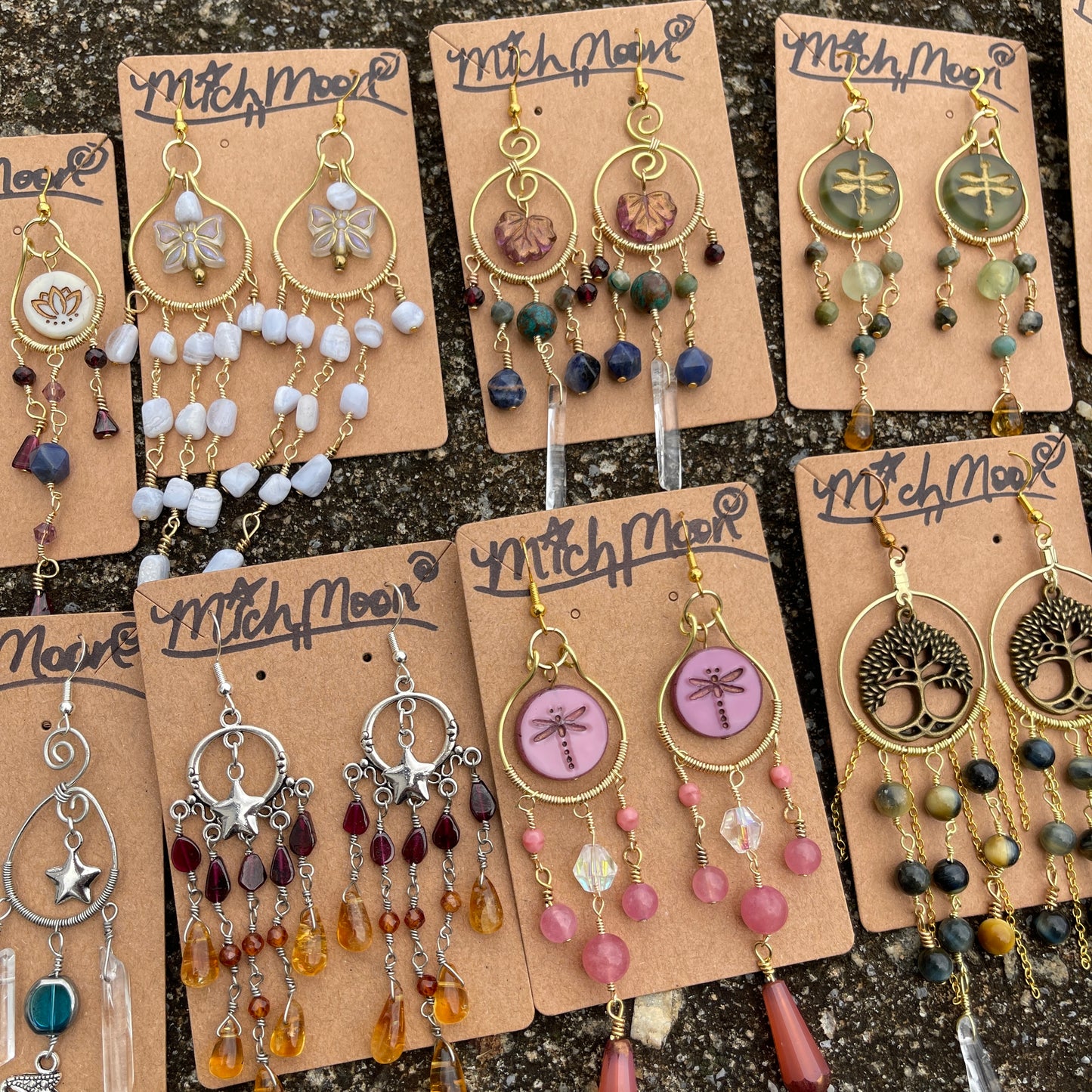 Almandine, Hessonite Garnet + Citrine Chandelier Earrings