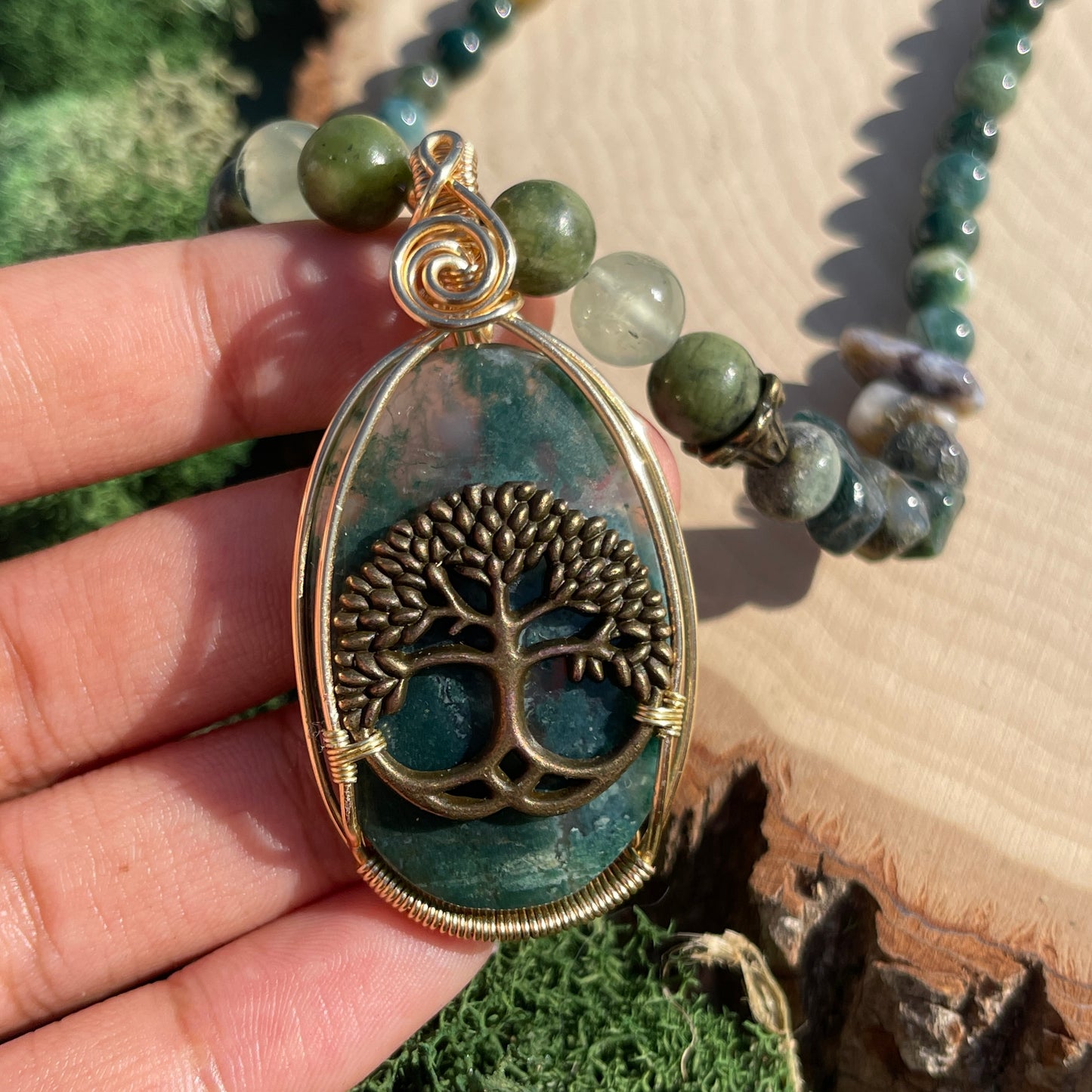 Raine • Moss Agate Tree of Life Necklace