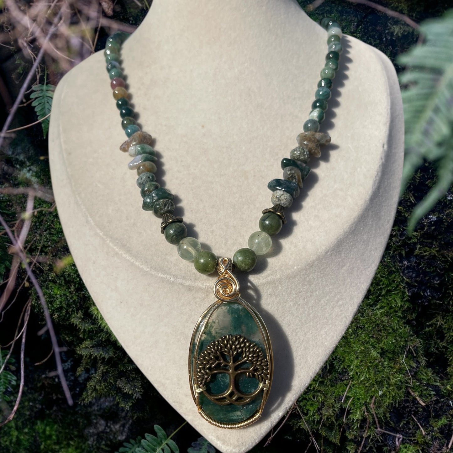 Raine • Moss Agate Tree of Life Necklace
