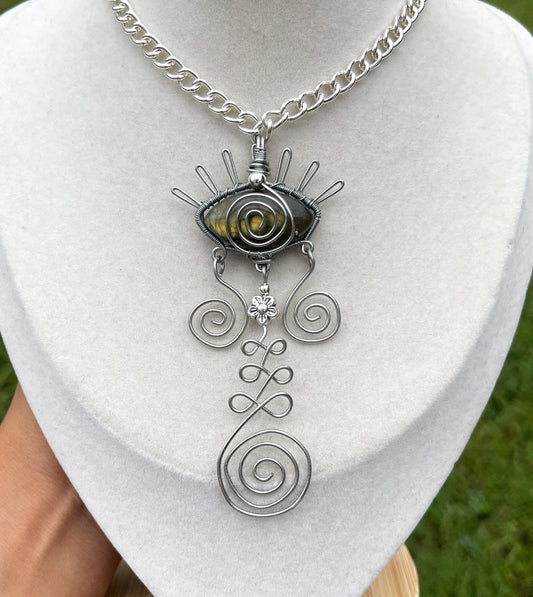 Riot • Labradorite Chained Eye Pendant