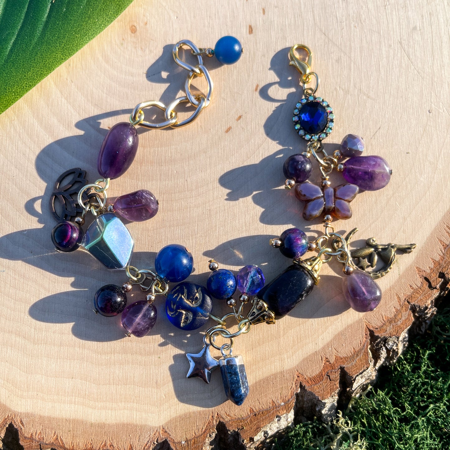 Amethyst + Purple Fluorite Whimsigoth Charm Bracelet 💫