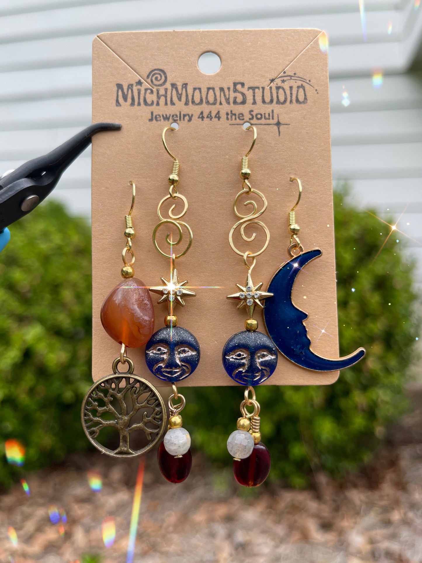 Carnelian, Labradorite + Amber Earrings Set