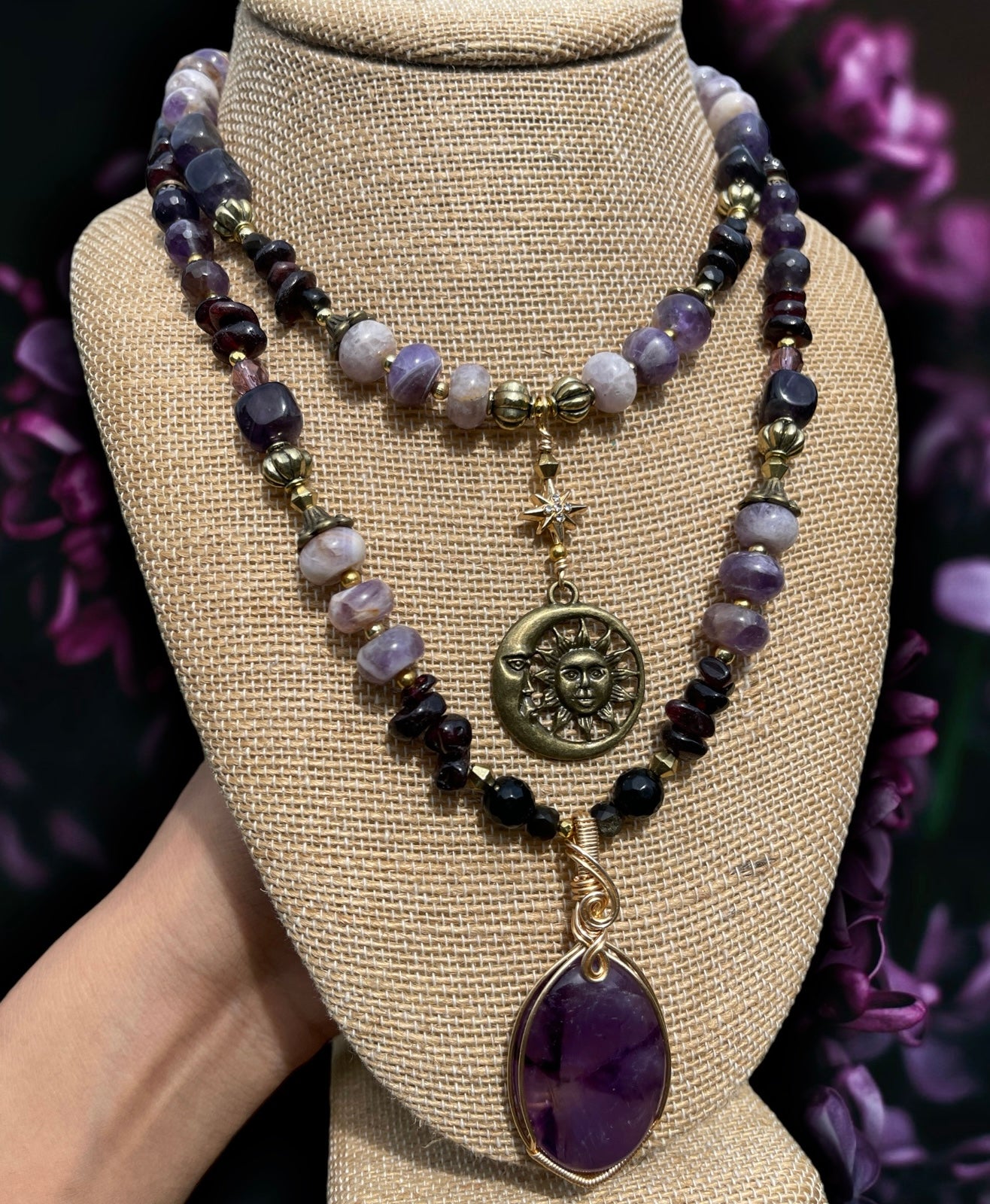 Cosmic Aura Set • Amethyst & Garnet
