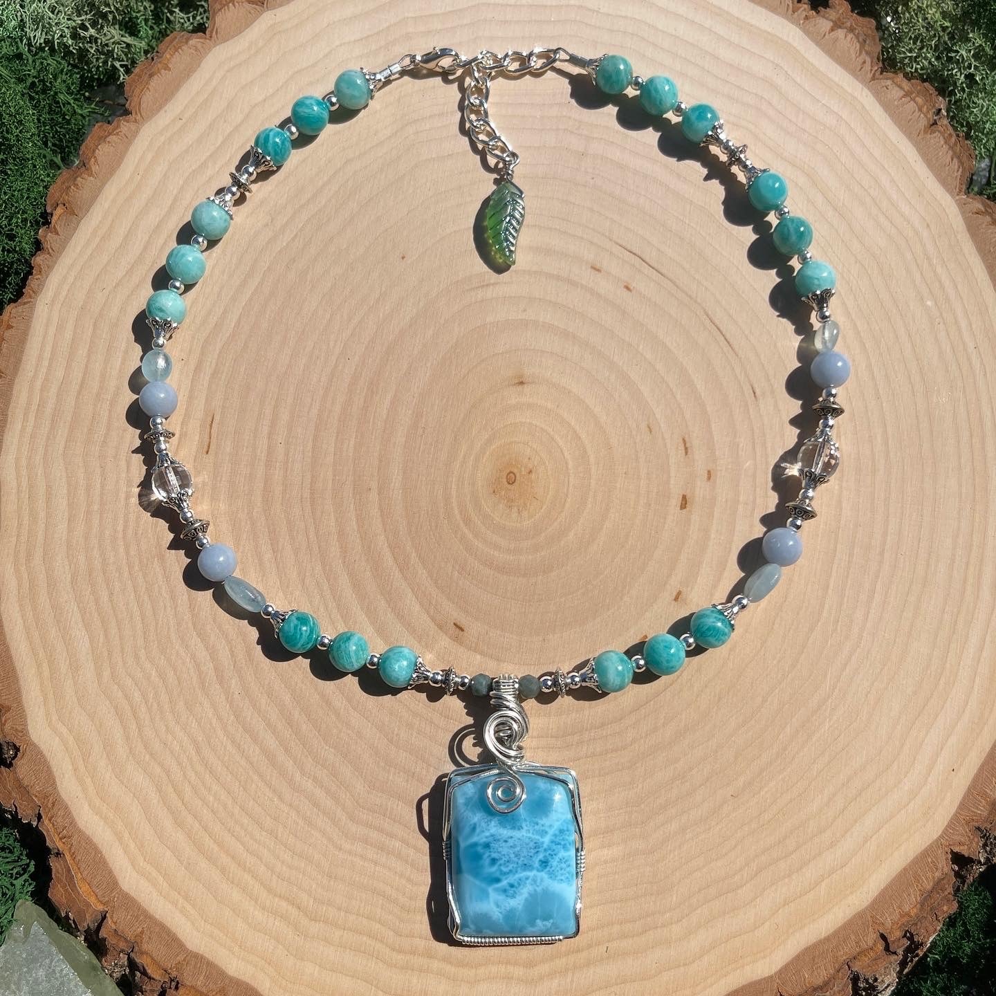Lauren • AAA Larimar, Russian Amazonite, Aquamarine + Celestite Necklace