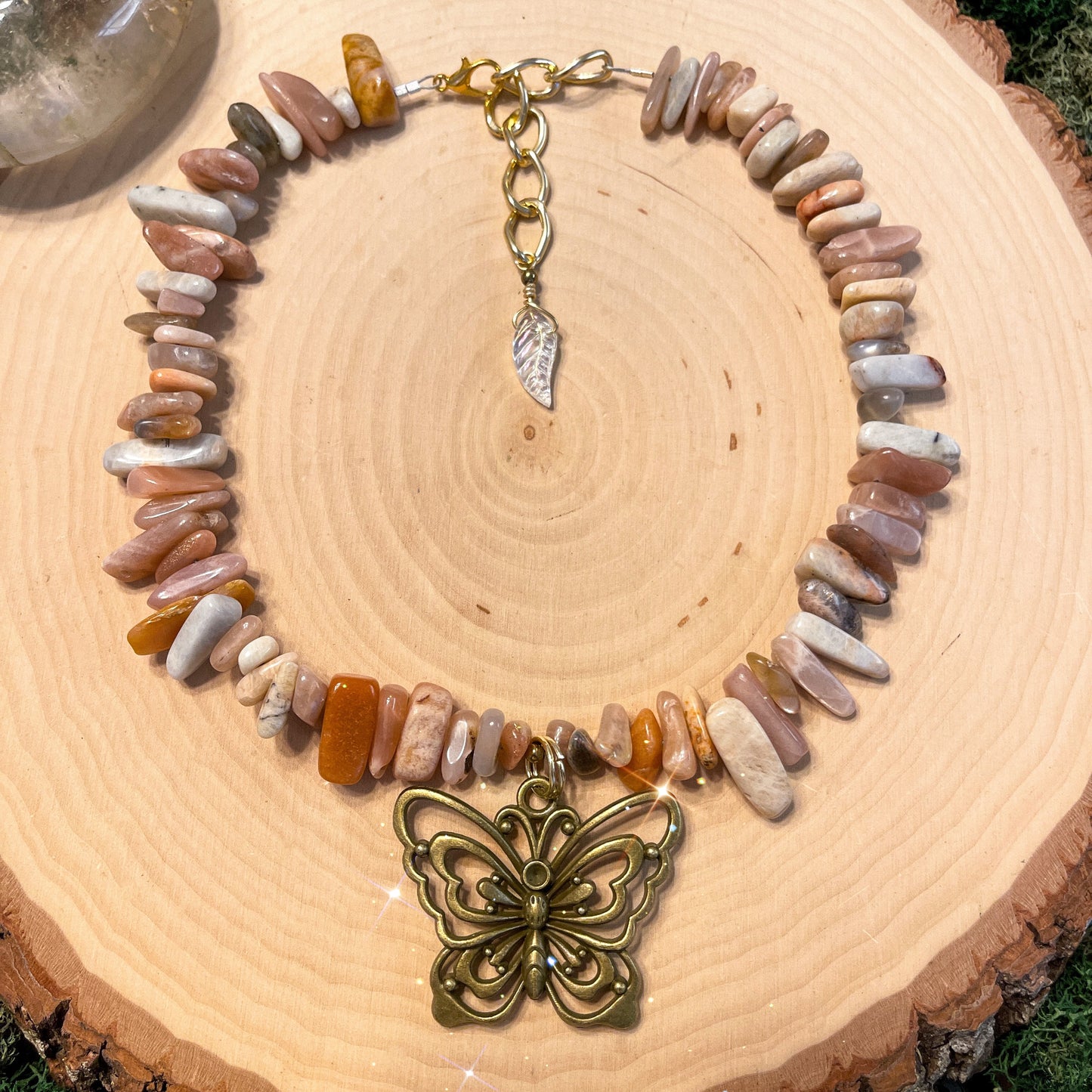 Ophelia • Vintage Style Sunstone Butterfly Necklace