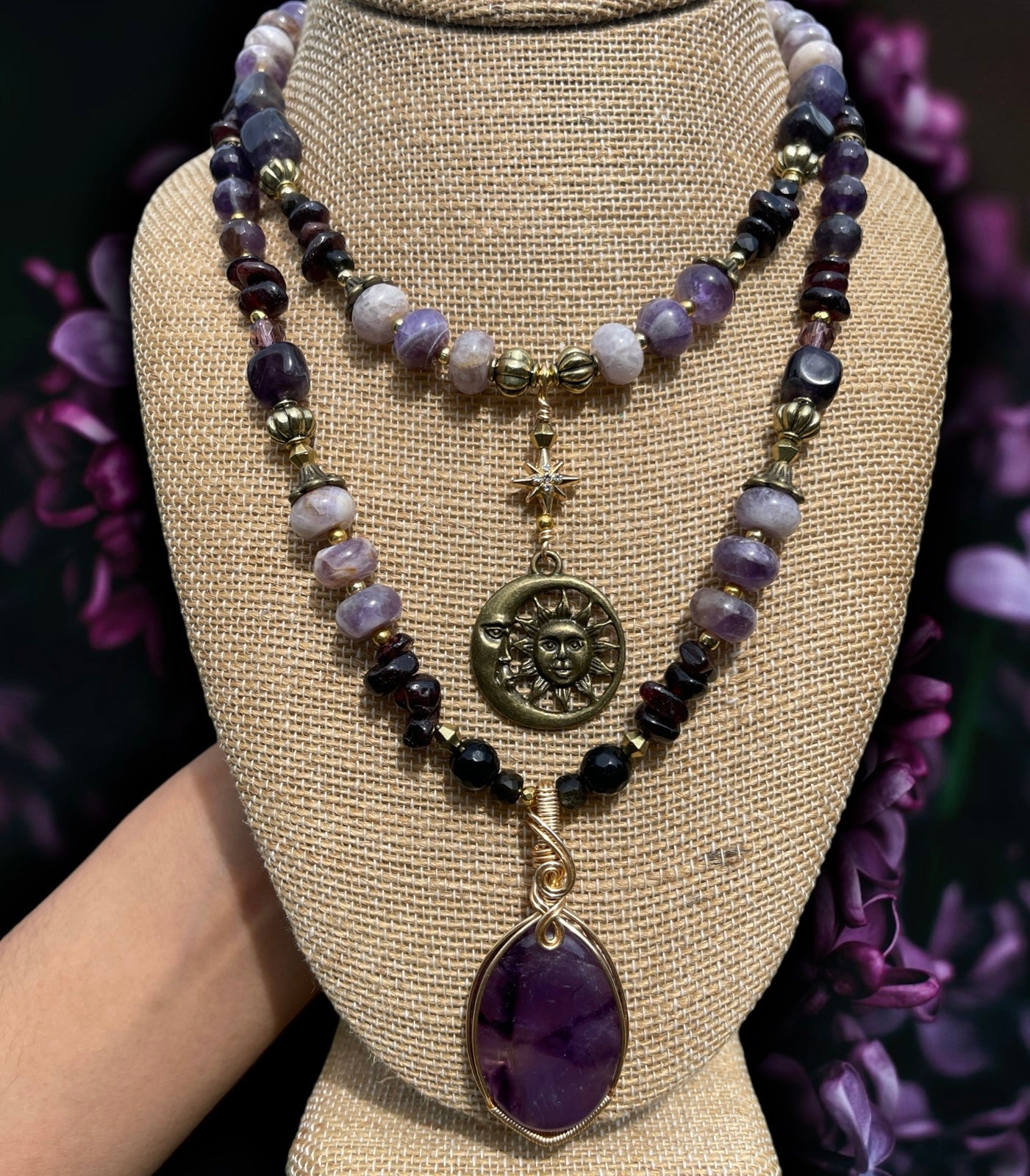 Cosmic Aura Set • Amethyst & Garnet