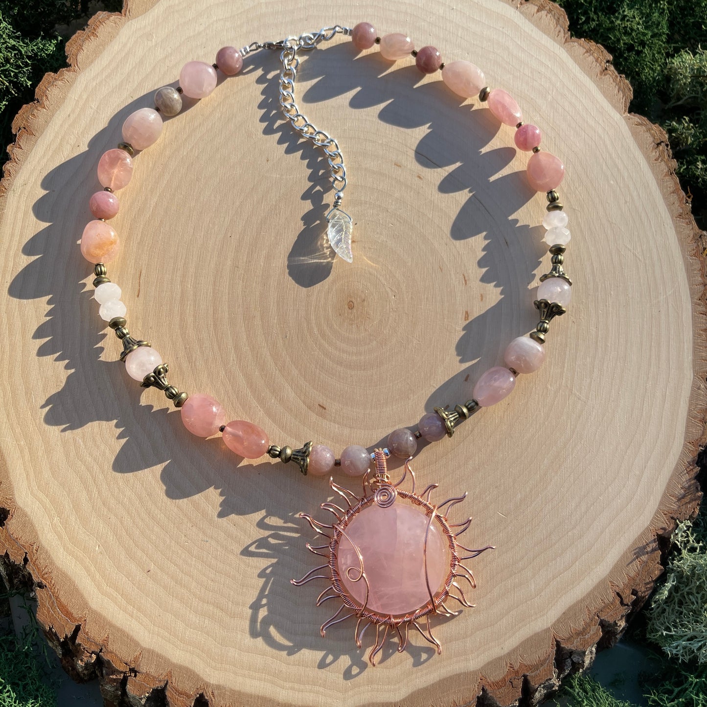 Sophie • Madagascar Rose Quartz Sun Necklace