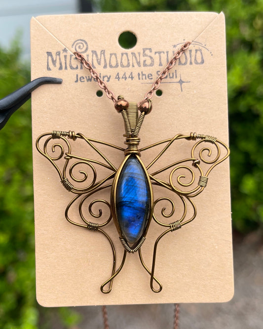 2” Luna Moth Labradorite Pendant