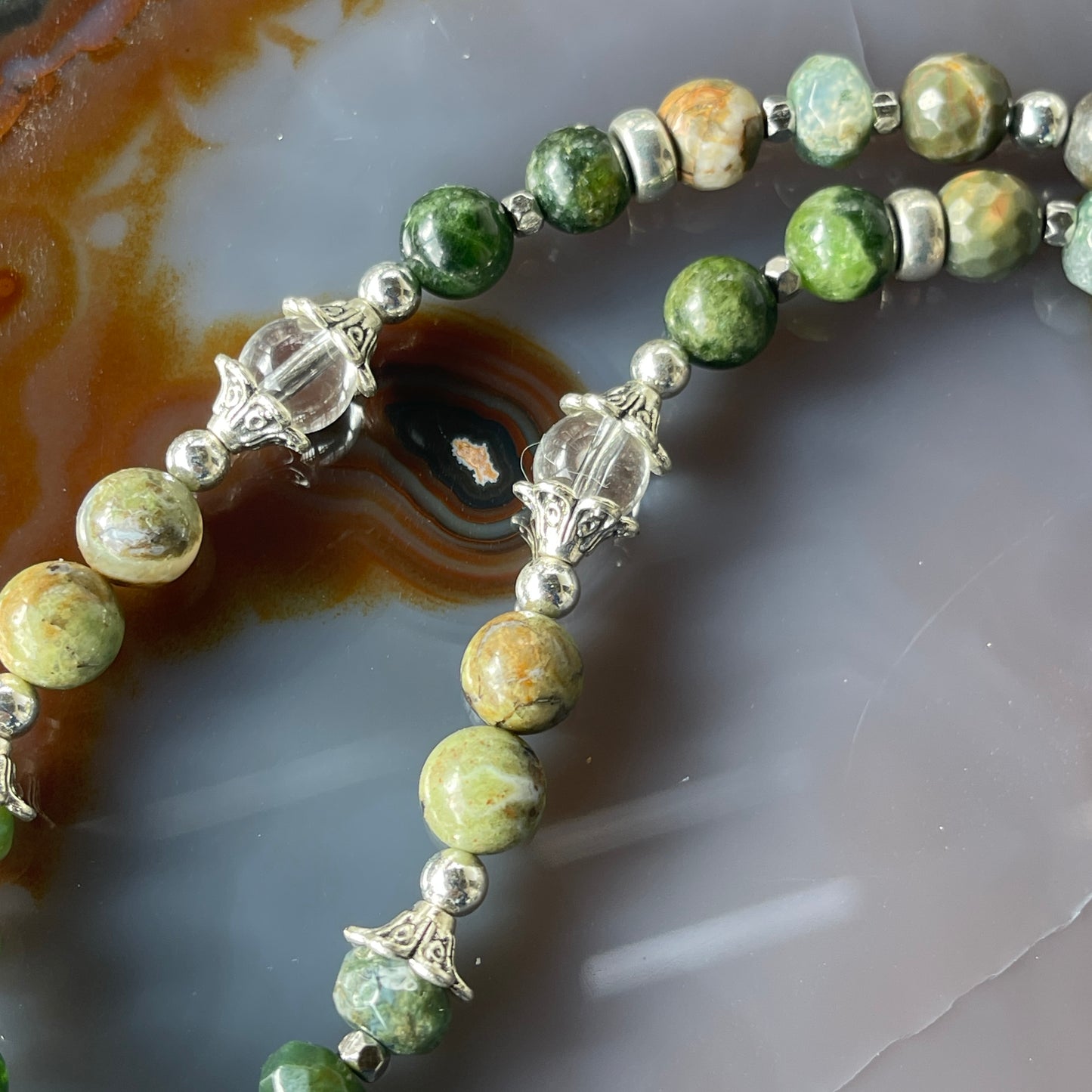 Olive • Seraphinite, Dioptase, Bloodstone, Green Opal + Moss Agate Necklace