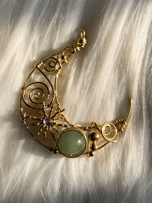 Green Aventurine Moon Pendant