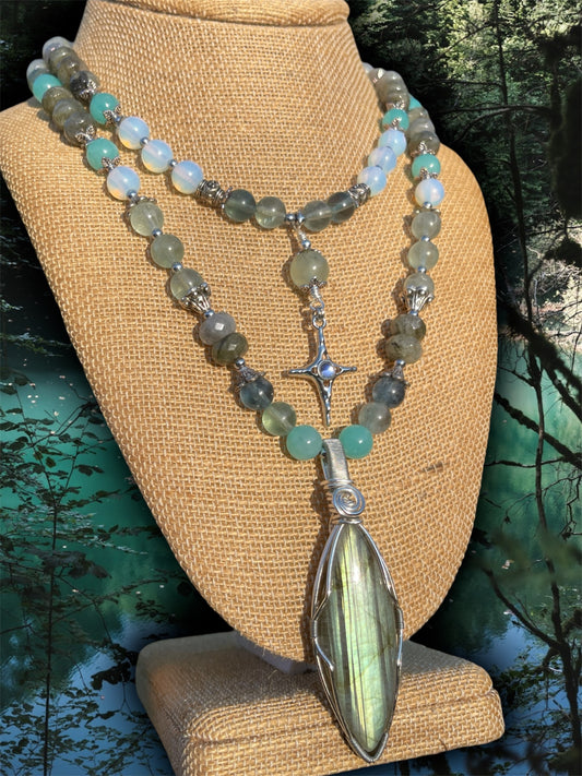 Skylark • Labradorite, Fluorite, Amazonite + Opalite Necklace Set