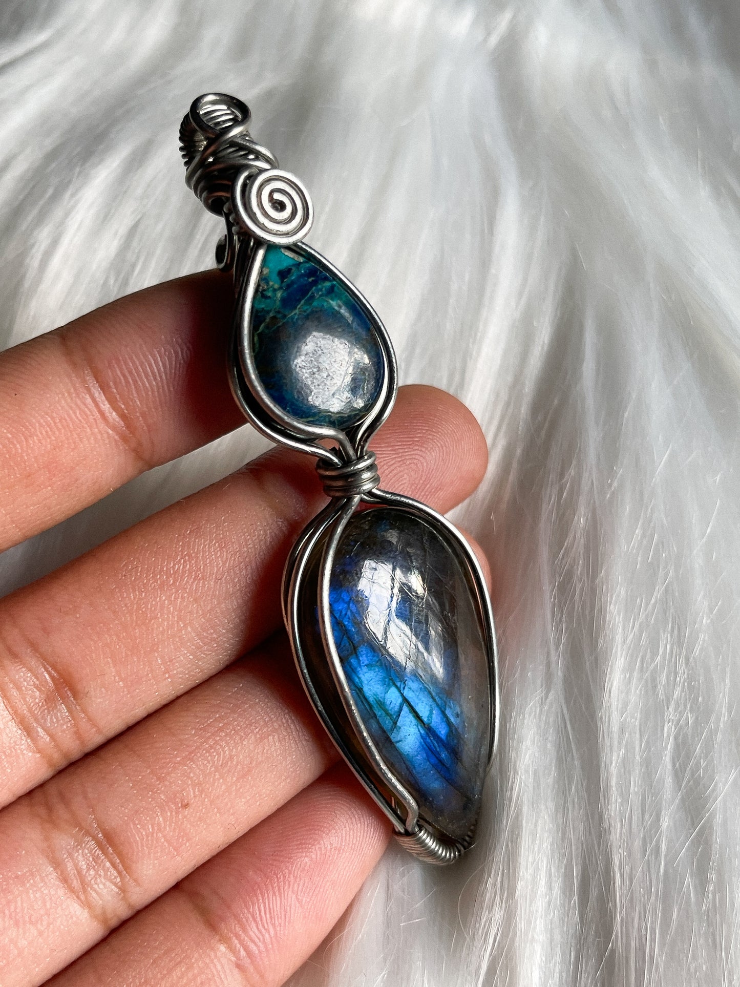 Azurite + Labradorite Pendant