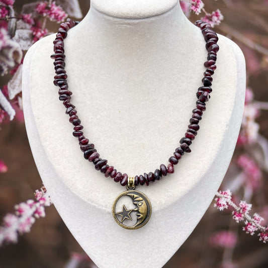 Lyra • Garnet Capricorn Moon Necklace