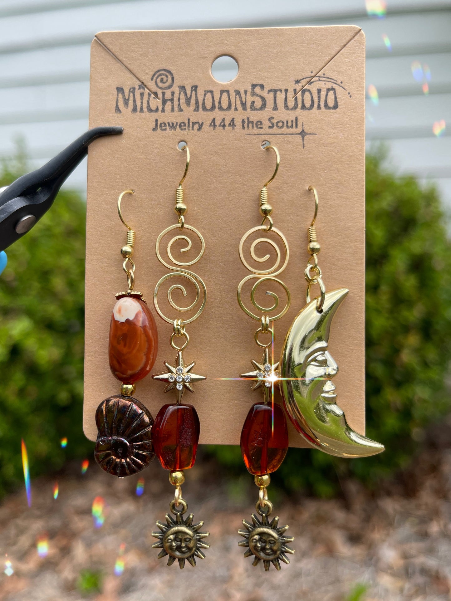 Carnelian Agate + Amber Earrings Set