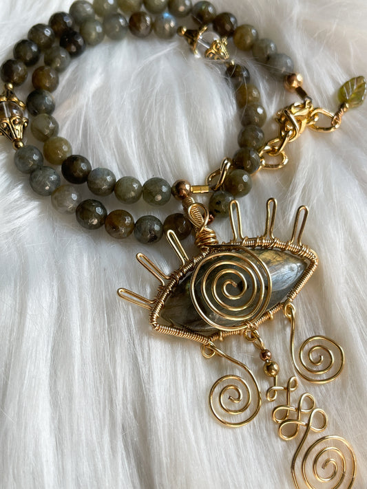 Labradorite Swirly Eye Necklace