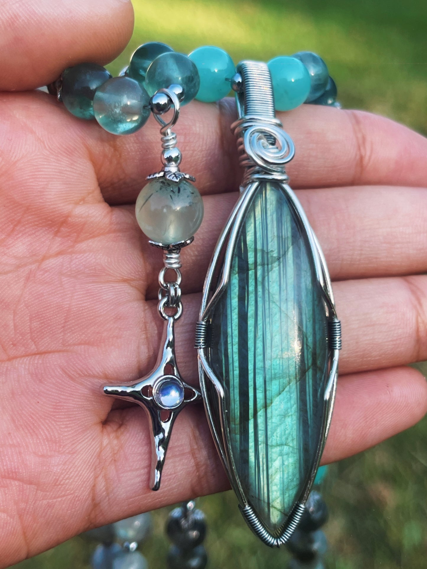 Skylark • Labradorite, Fluorite, Amazonite + Opalite Necklace Set