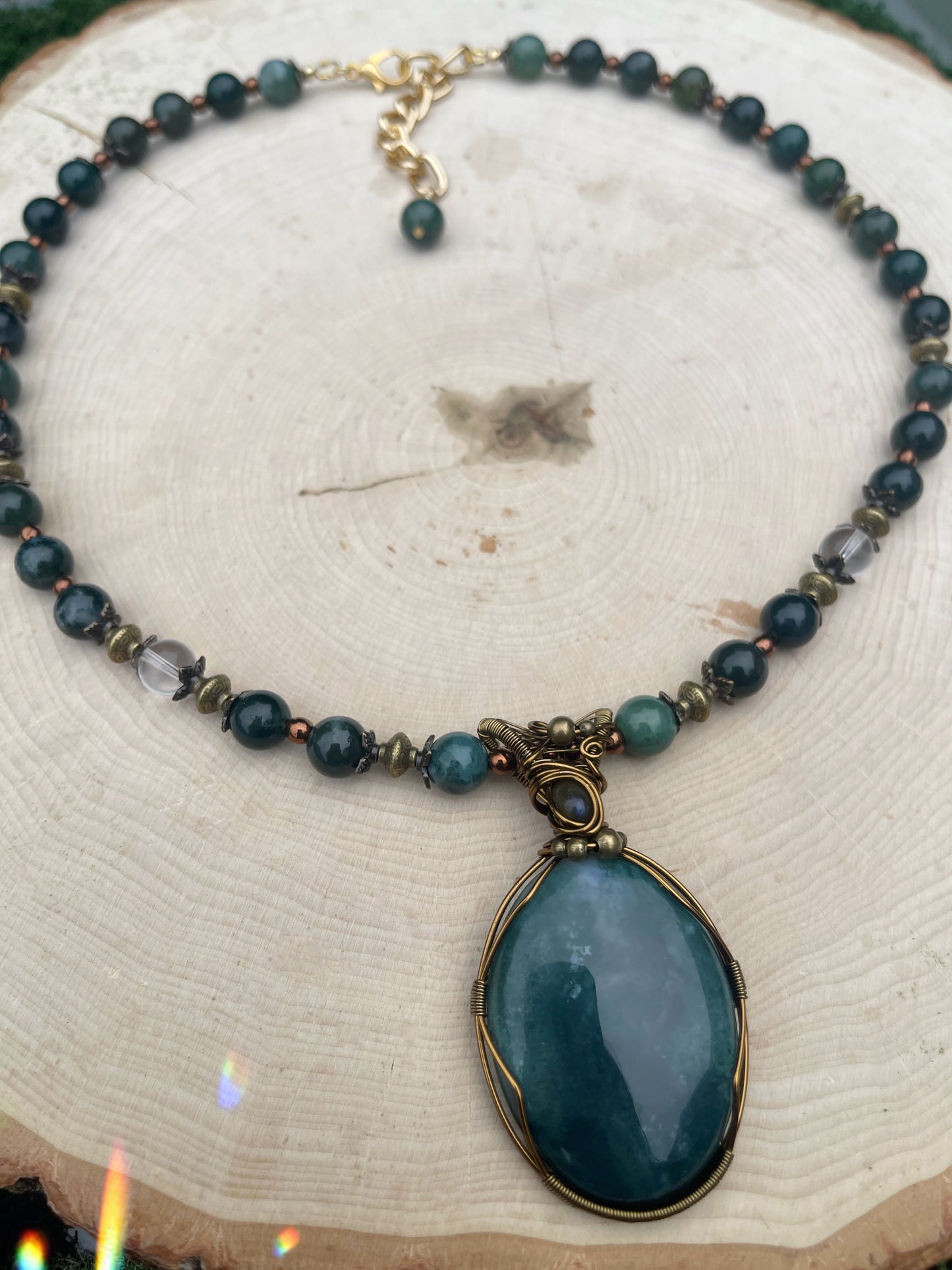 Verdelai • Moss Agate + Labradorite Necklace
