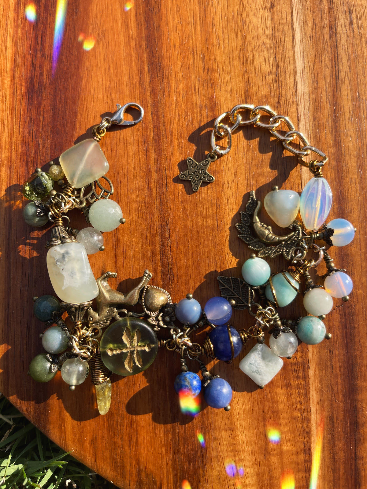 Seafoam • Jade, Sodalite, Aquamarine + Opalite Charm Bracelet