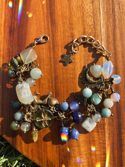 Seafoam • Jade, Sodalite, Aquamarine + Opalite Charm Bracelet