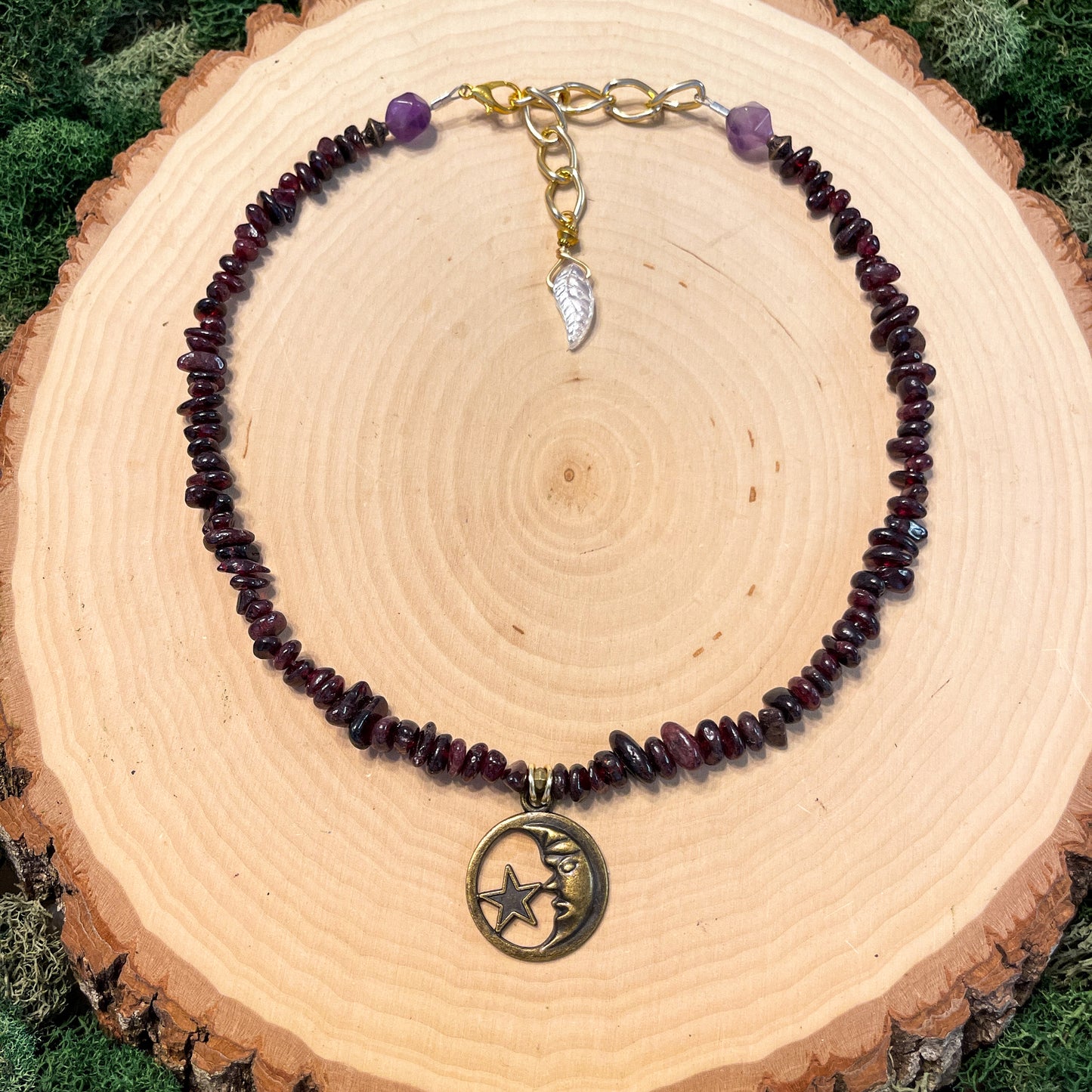 Lyra • Garnet Capricorn Moon Necklace