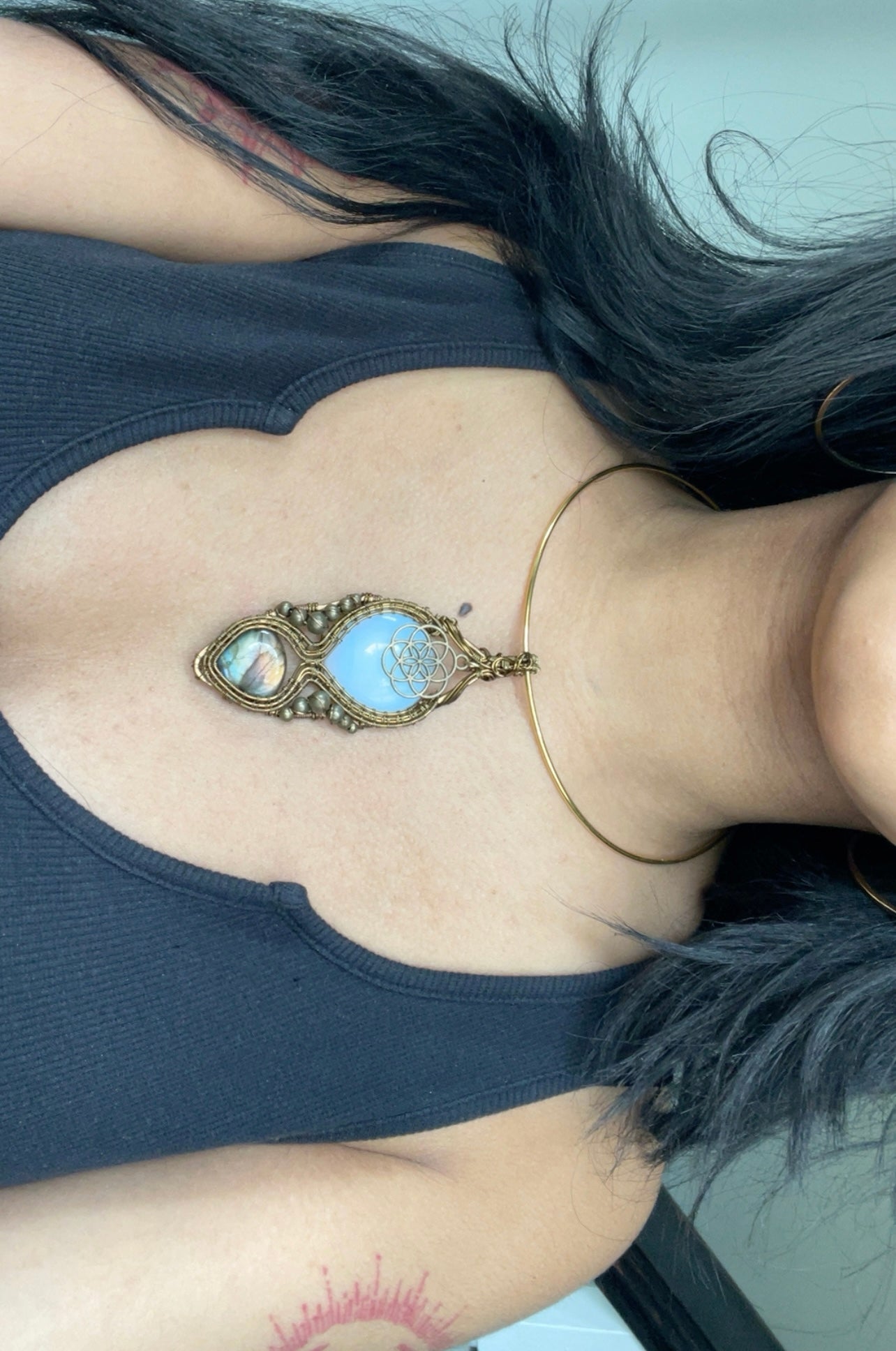 Opalite x Labradorite Woven Seed of Life Necklace