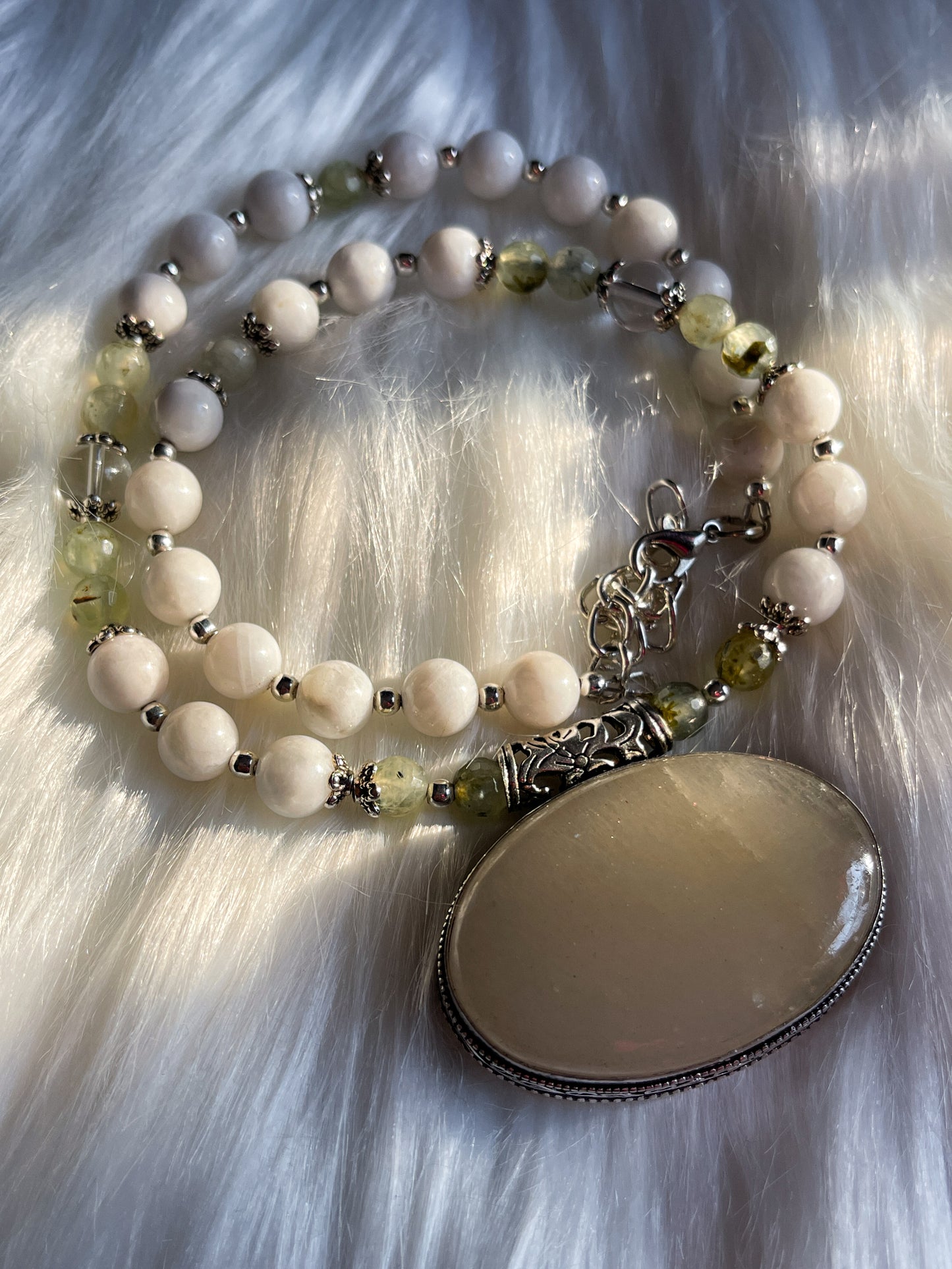 Moonstone + Prehnite Necklace