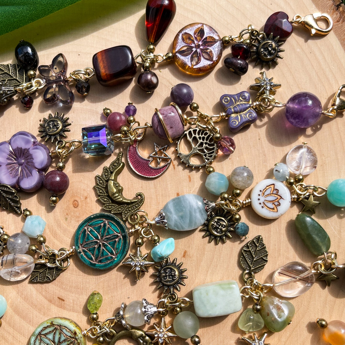 Aquamarine + Amazonite Charm Bracelet