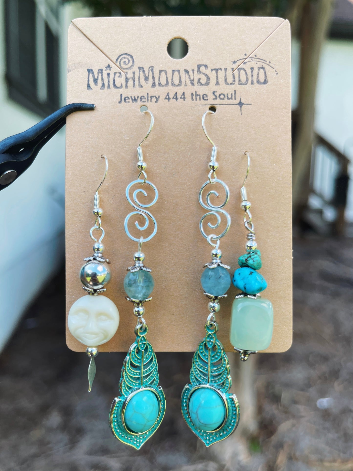 Turquoise + Aquamarine Earrings Set