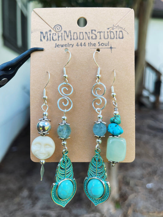 Turquoise + Aquamarine Earrings Set