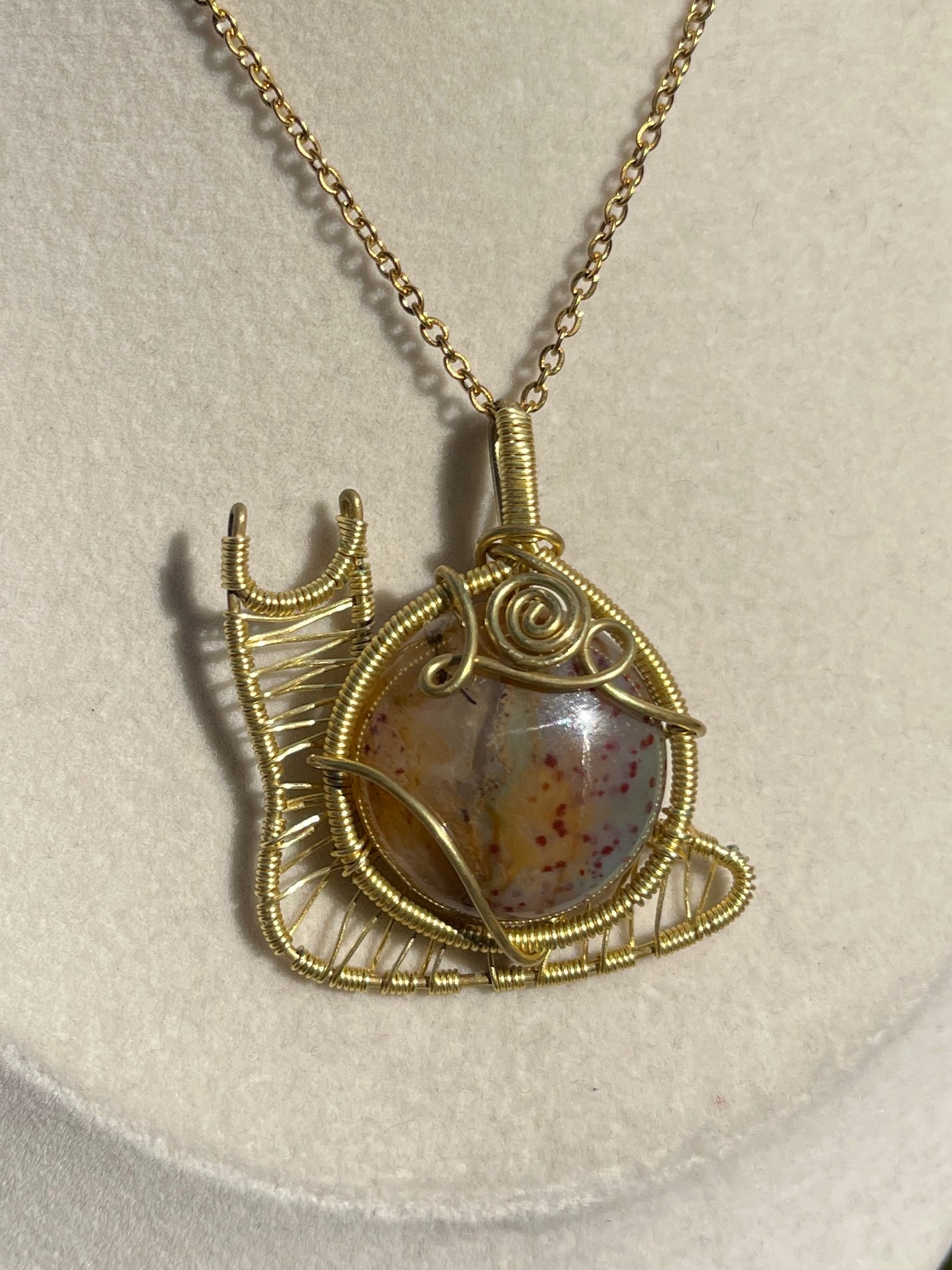 Ocean Agate Snail Pendant