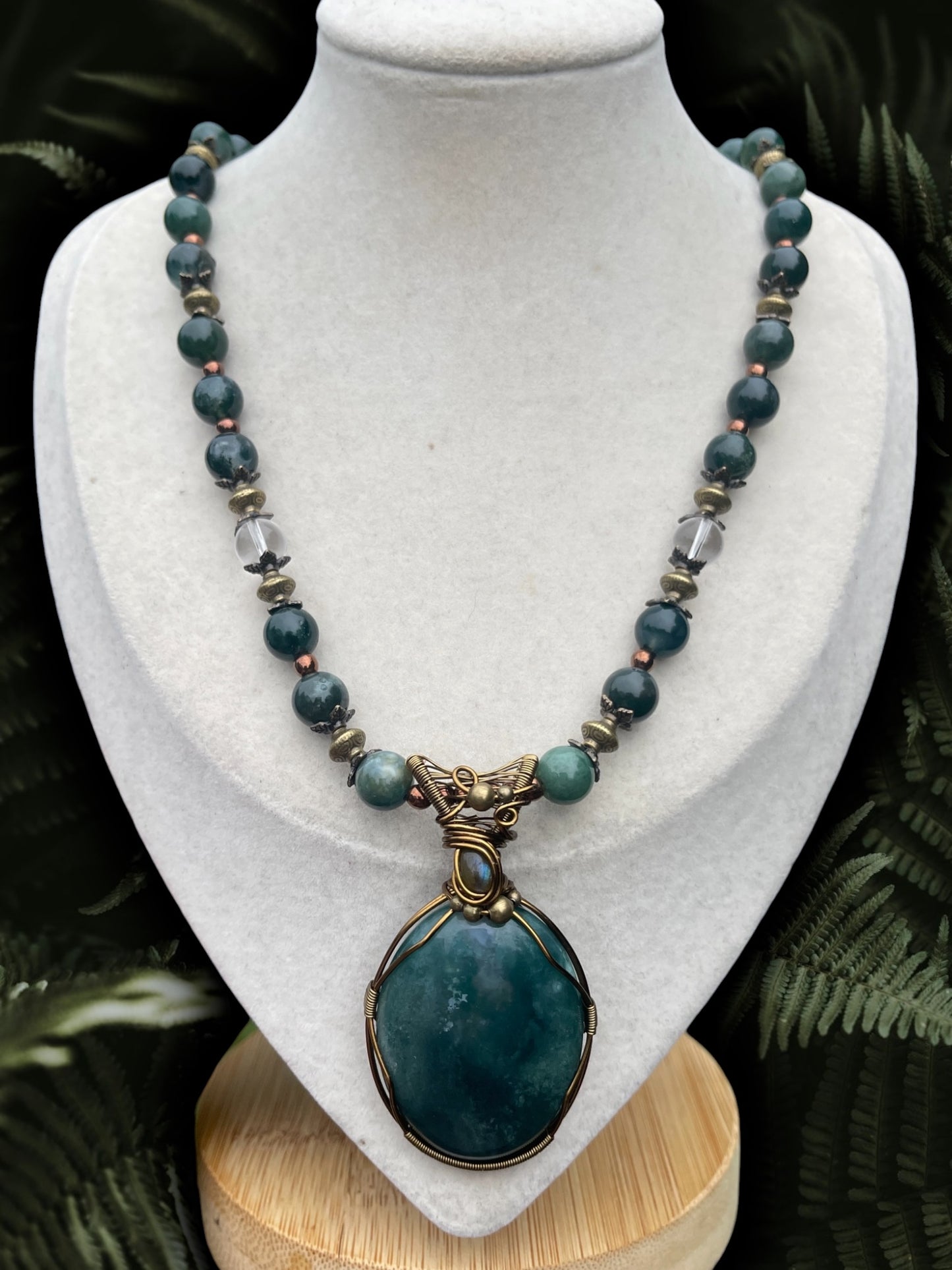 Verdelai • Moss Agate + Labradorite Necklace
