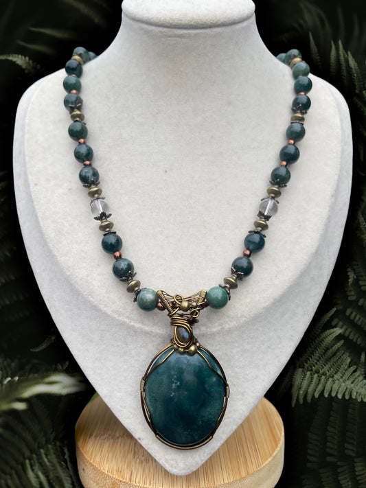 Verdelai • Moss Agate + Labradorite Necklace