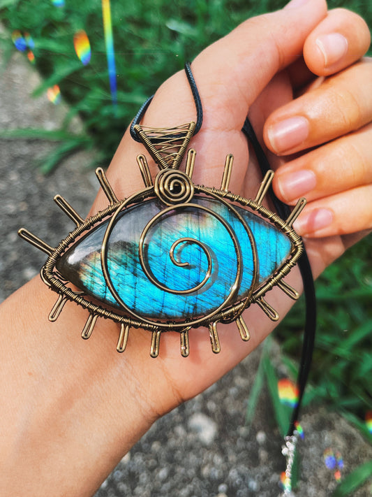 XL Labradorite Eye Pendant