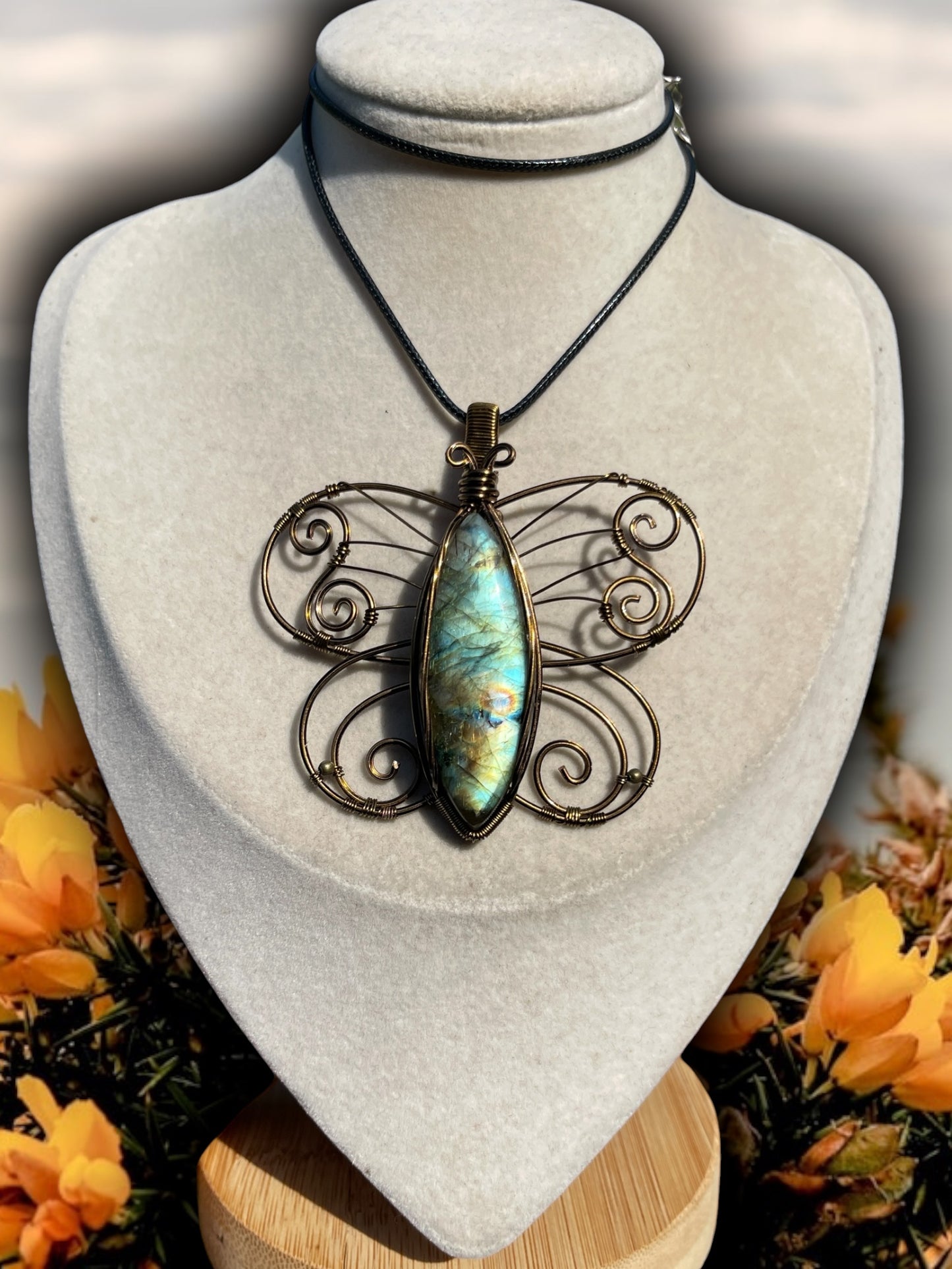 Large Labradorite Butterfly Pendant