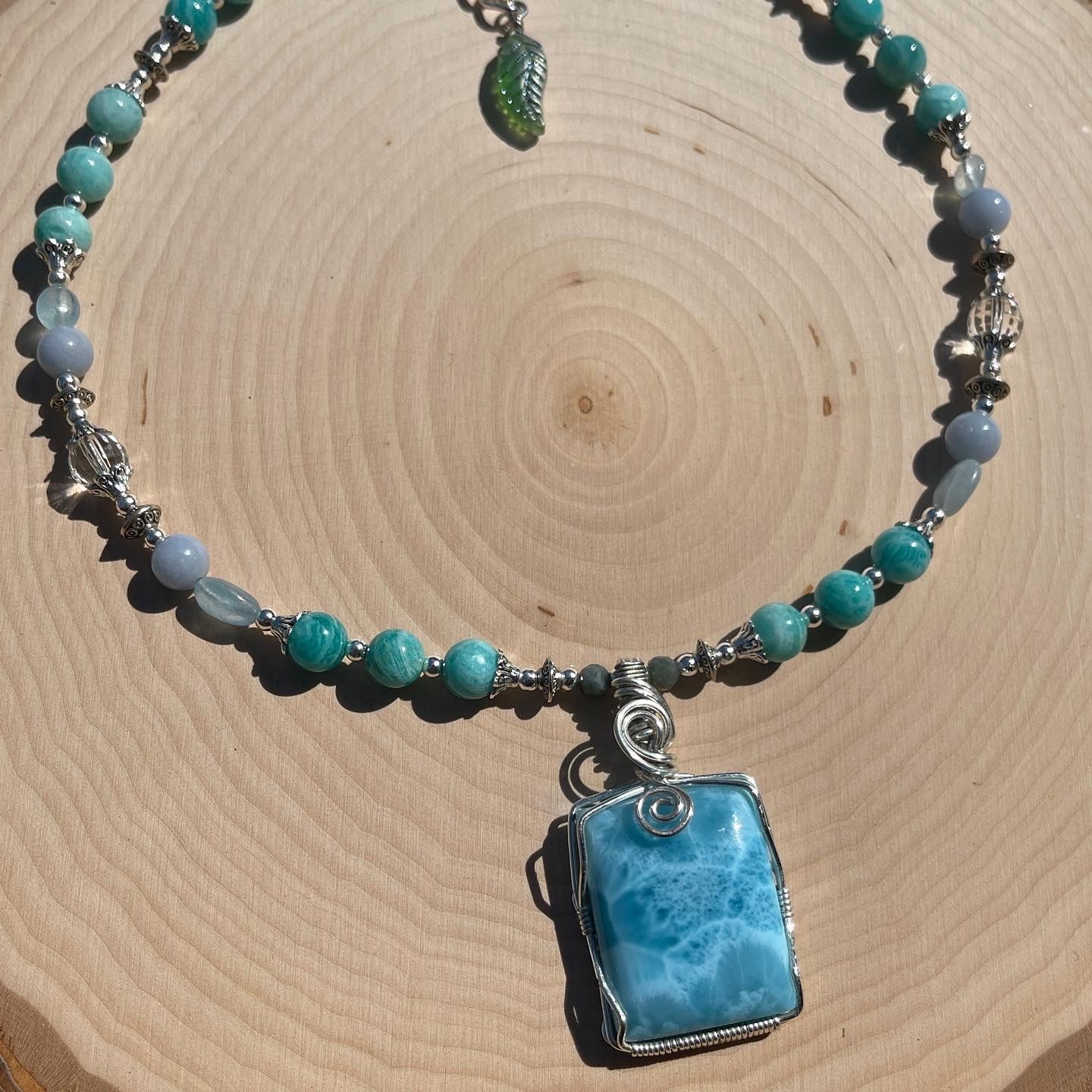 Lauren • AAA Larimar, Russian Amazonite, Aquamarine + Celestite Necklace