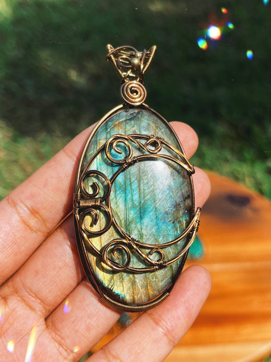 Labradorite Crescent Moon Pendant