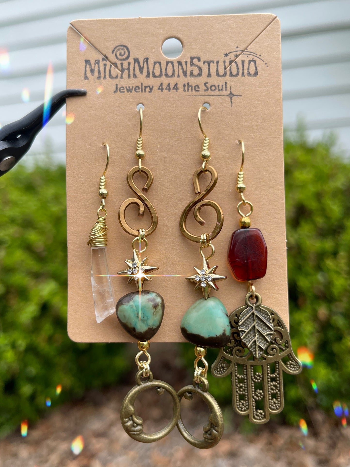 Turquoise + Amber Earrings Set