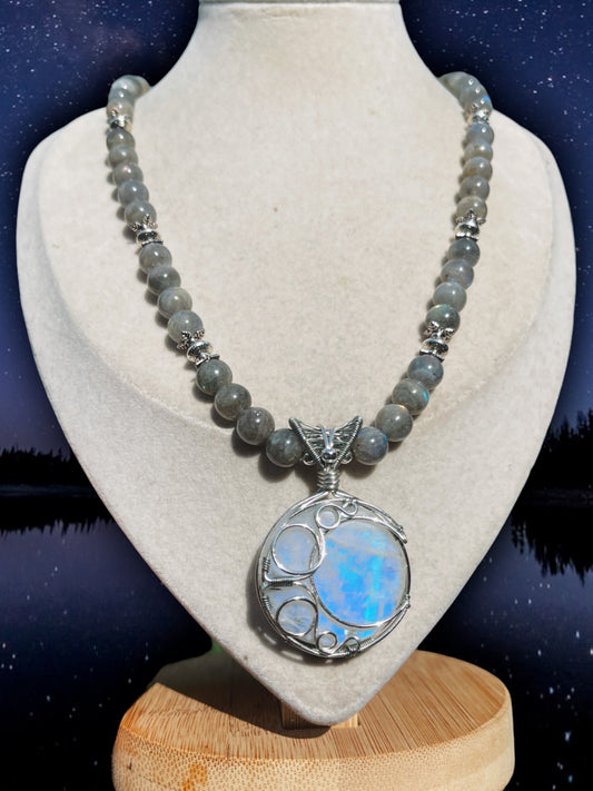 Eclipse • Moonstone + Labradorite Necklace