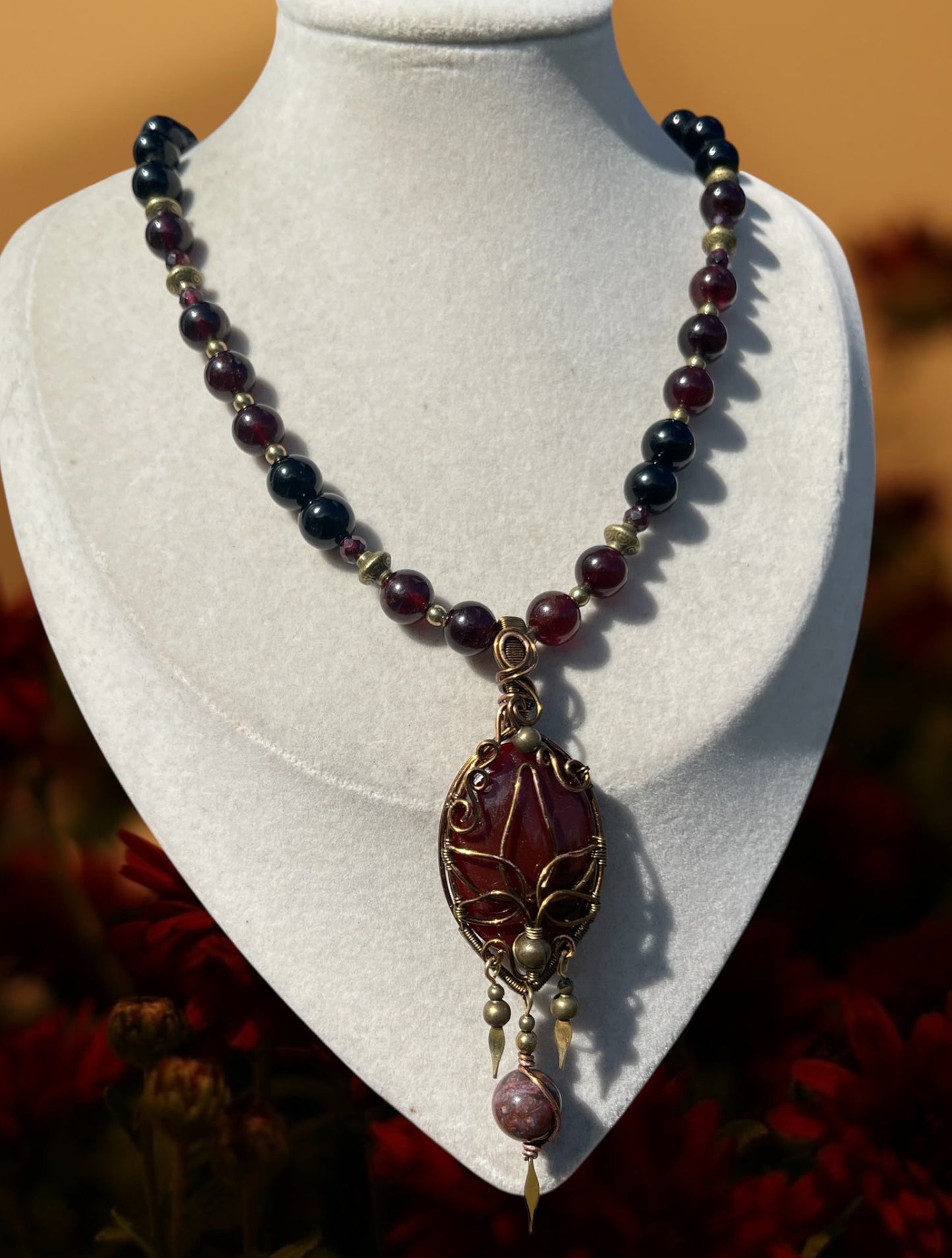 Solana • Carnelian, Black Tourmaline, Hessonite + Red Jasper Garnet Necklace