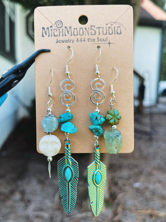 Turquoise + Aquamarine Earrings Set