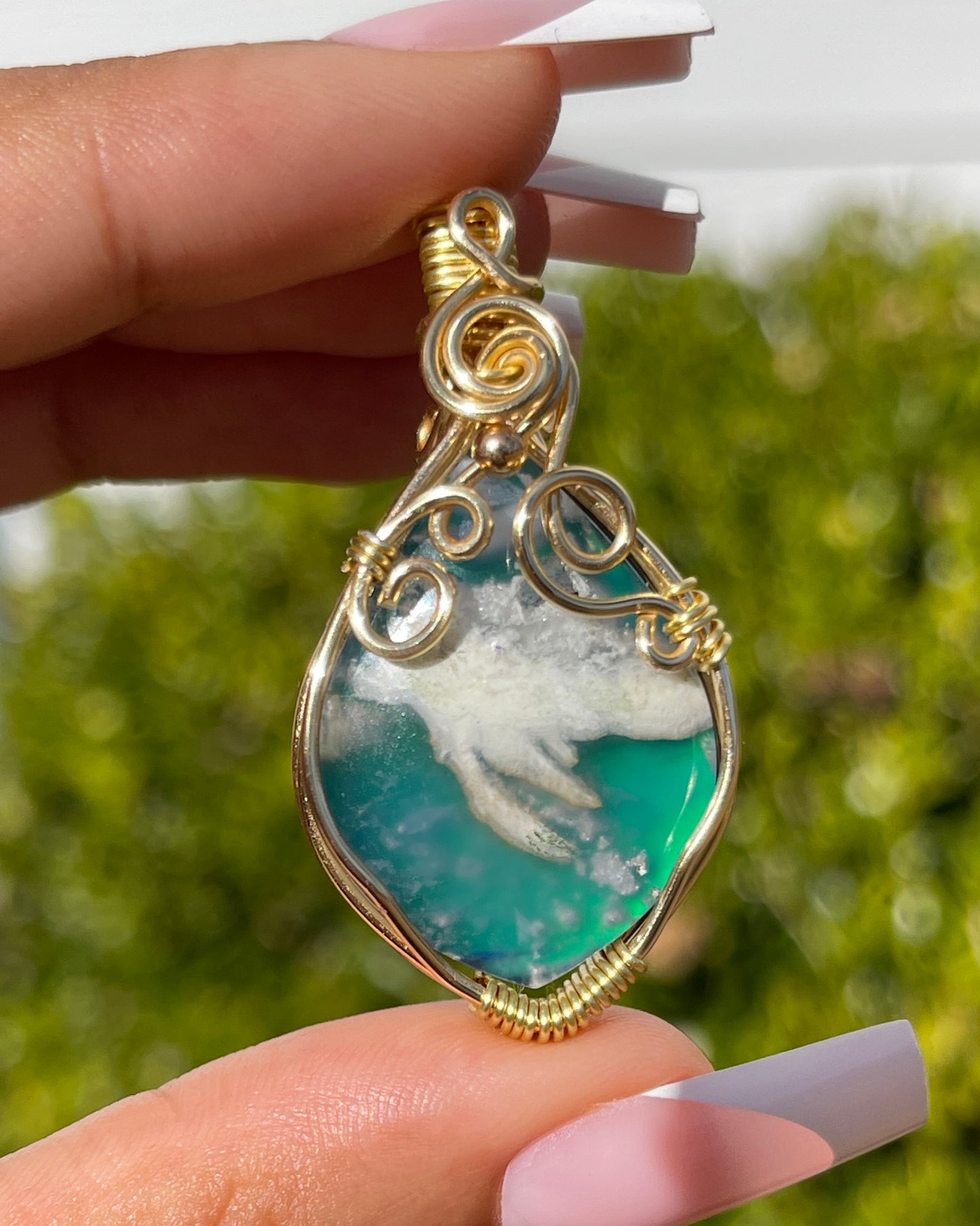 Vixen • Aurora Plume + Sage Green Pearl Necklace