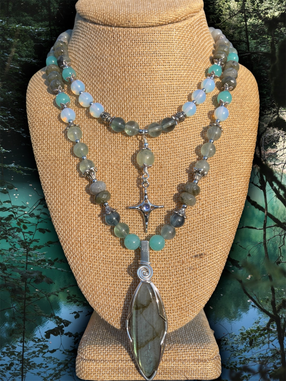 Skylark • Labradorite, Fluorite, Amazonite + Opalite Necklace Set