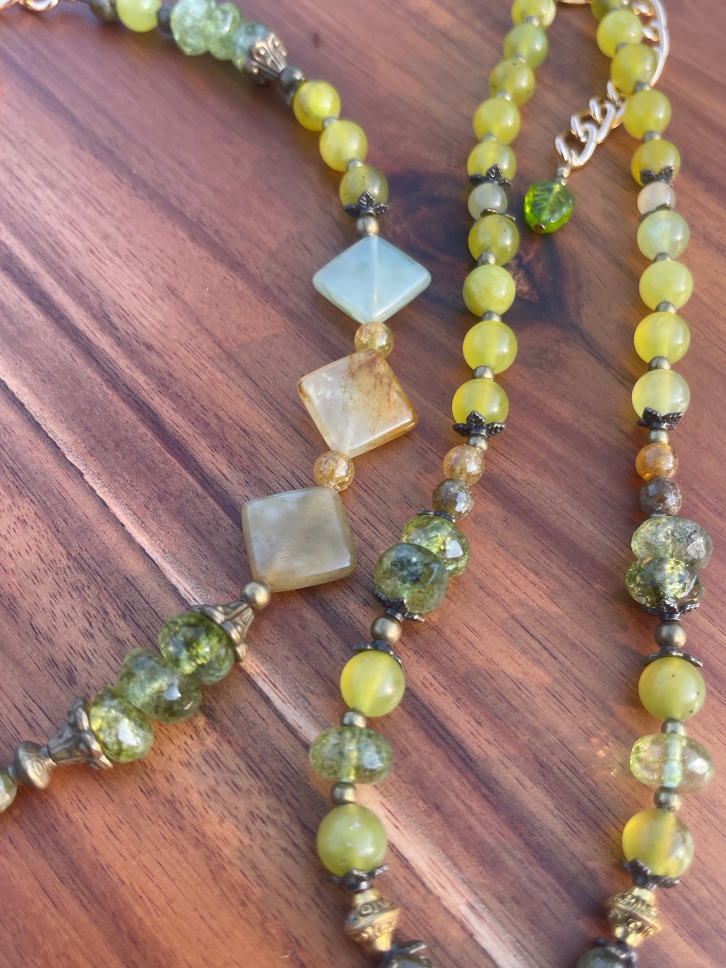 Maya • Peridot, Antique Jade + Lemon Quartz Necklace & Choker Set