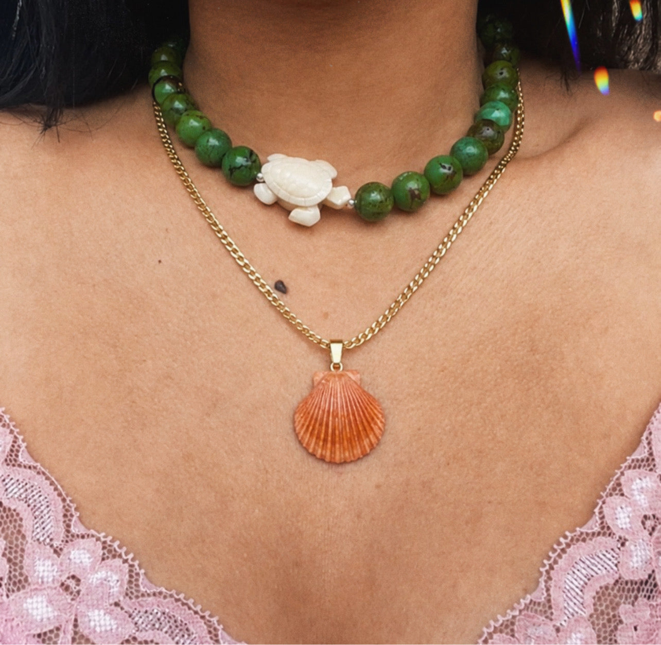 12mm Green Turquoise Shell Choker