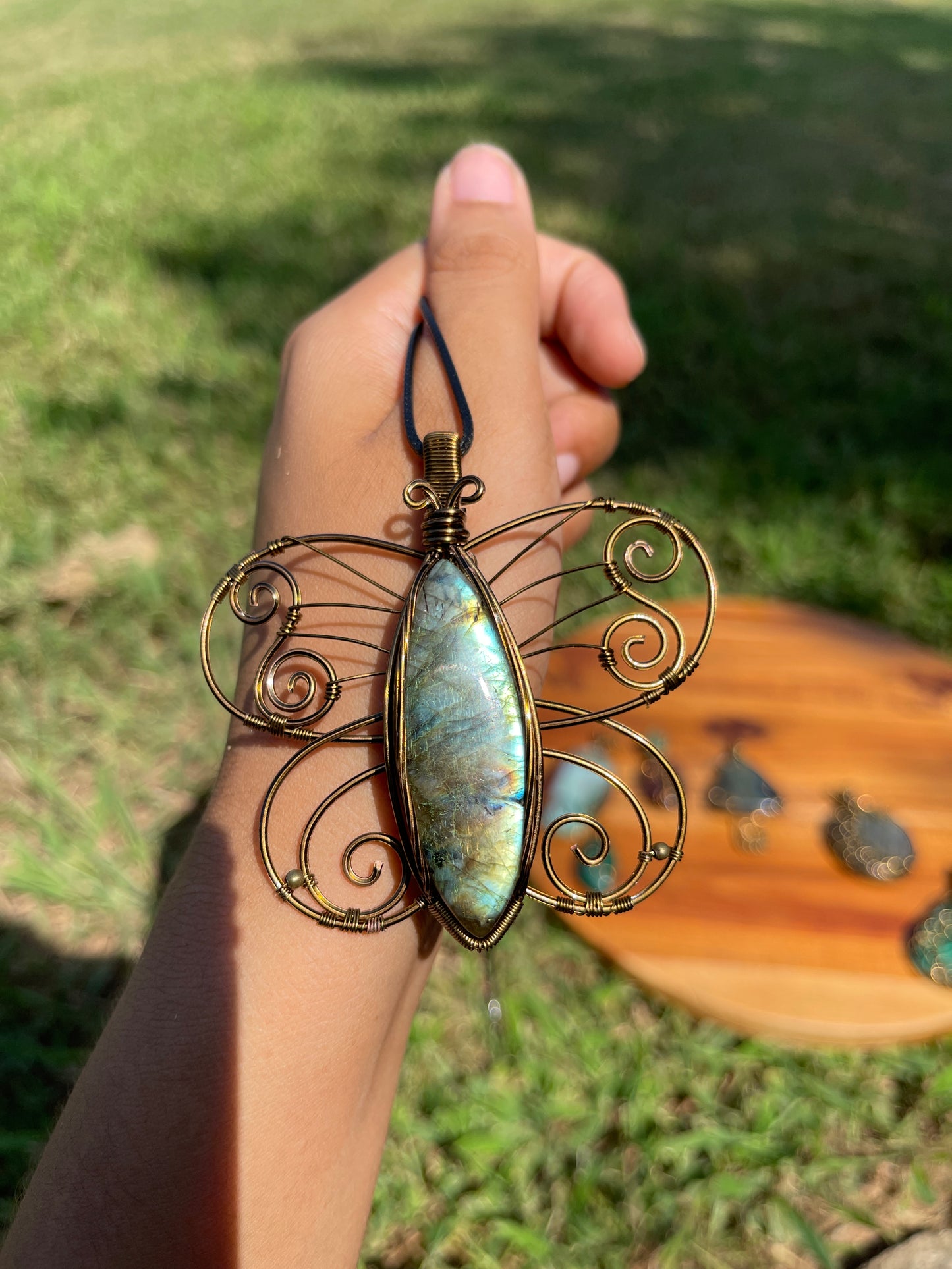 Large Labradorite Butterfly Pendant